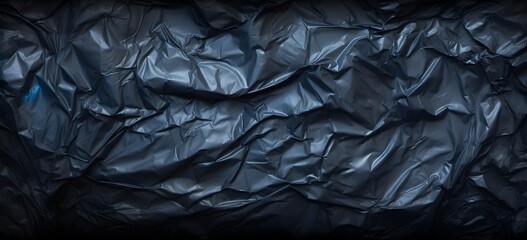 Environmental Pollution Close-up of Black Plastic Bag with Blue Handle on White Background Generative AI