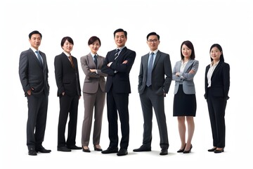 Diverse Asian Business Group Standing in Line with Confidence and Professionalism for Corporate Success Generative AI