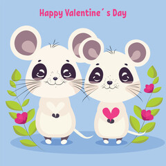Mouse couple, Valentine´s day cart