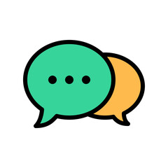 Communication icons in various shapes in flat, line, colored styles.