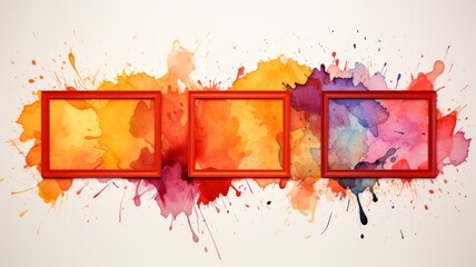 Fototapeta na wymiar Image frames in Abstract colorful paint painting artistic background with messy paint spots