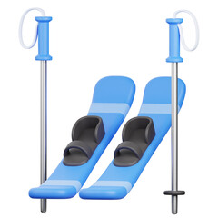 3D Render Ski Icon, illustration isolated on white background, suitable for website, mobile app, print, presentation, infographic, and other projects.