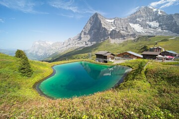 The Bernese Oberland in Switzerland, landscape from the “Kleine Scheidegg”. 