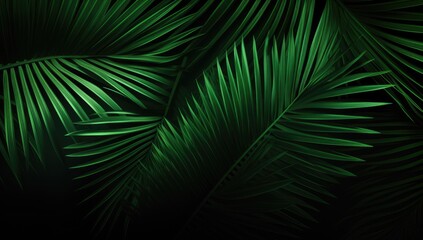 close-up of beautiful palm leaves in wild tropical palm garden