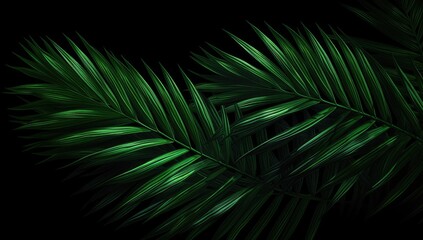 close-up of beautiful palm leaves in wild tropical palm garden