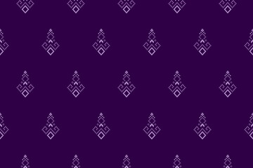 Purple cross stitch traditional ethnic pattern paisley flower Ikat background abstract Aztec African Indonesian Indian seamless pattern for fabric print cloth dress carpet curtains and sarong