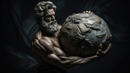 marble statue of powerful greek god