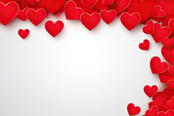 red hearts border on white background with empty space for text