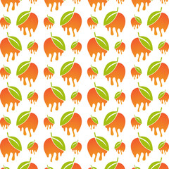 Mango design colorful seamless pattern in white illustration background