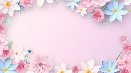 Naklejka na ściany i meble Mother's Day flower frame background, decorative material, PPT background, flower background