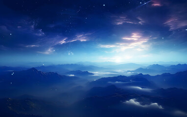 Dreamy Night Sky Over the Majestic Mountains