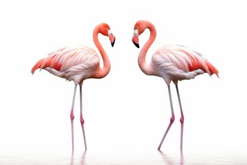 flamingos on white background, Generative AI 