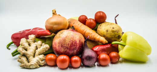 Collection of fresh vegetables with white background