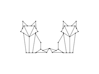 Fototapeta na wymiar Pair of the Fox Polygonal Lines Illustration, can use for Logo Gram, Art Illustration, Website, Pictogram, Apps, or for Design Element. Vector Illustration