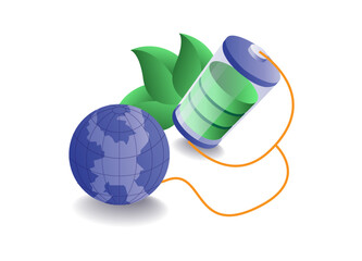 Storing electrical energy in batteries concept illustration