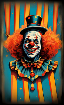 Scary clown Carnival Retro style