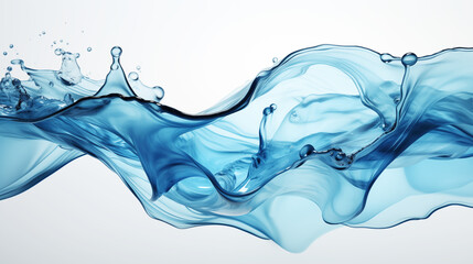 Swirling stream of water in pale blue water on a white background
