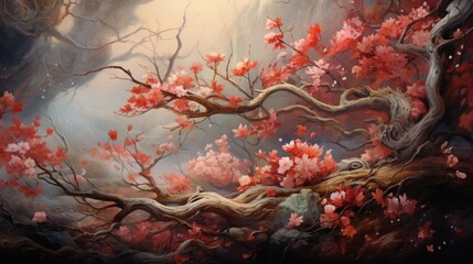 Obraz na płótnie Canvas Ephemeral Blossoms Amidst Autumn's Embrace.