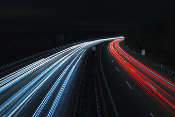 Langzeitbelichtung - Autobahn - Strasse - Traffic - Travel - Background - Line - Ecology - Highway - Long Exposure - Motorway - Night Traffic - Light Trails - A10 - High quality photo	 - obrazy, fototapety, plakaty