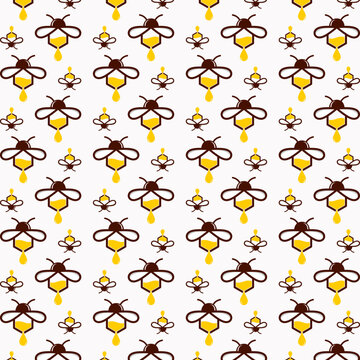 Honey bee art illustration seamless pattern colorful trendy vector background