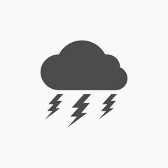 Thunder cloud icon vector. weather, lightning symbol sign
