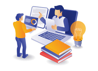 Online school education infographic illustration concept