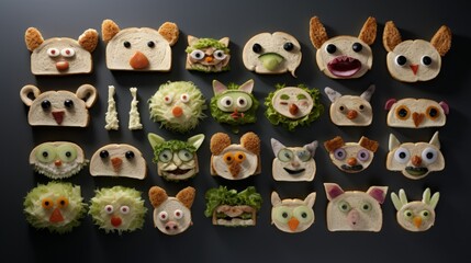 A Sandwiches arranged with a funny face