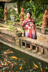 Naklejka premium person in the garden vietnam girl