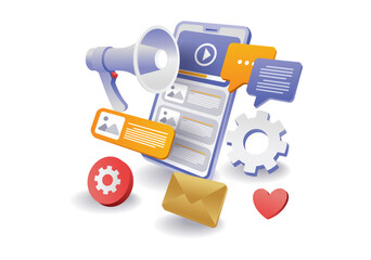 Technology smartphone video app campaign infographic illustration concept