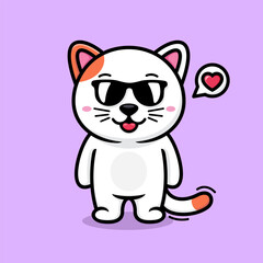 cute cartoon cat wearing sunglasses