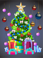   composition with colorful Christmas tree for Christmas