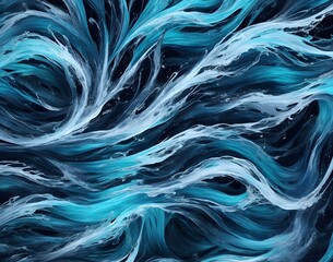 Abstract blue flowing swirl curve fluid painting background