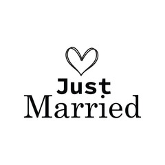 just married with heart vector file for t shirt and banner design
