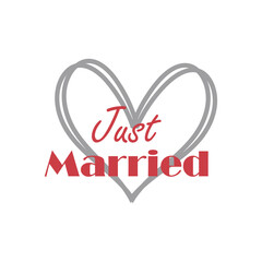 just married with heart vector file for t shirt and banner design