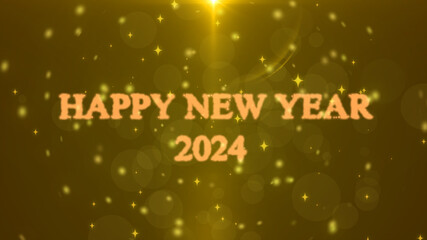 2024 new year golden glittering background for new year, shiny gold flare shiny particles festive...