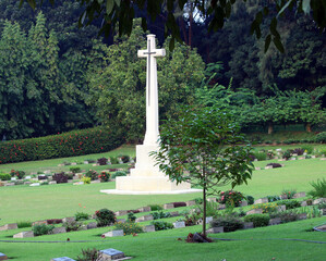 Cross in the cemetery. Crucifixion Of Jesus Christ. 