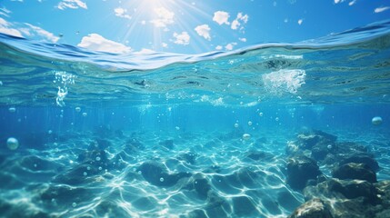 Fototapeta na wymiar Shallow turquoise underwater of the ocean. Generative AI