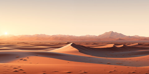 Fototapeta na wymiar landscape of a dry desert with sand dunes, evening light