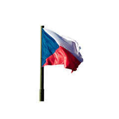 A photo of the Czech Republic flag waving in the wind.