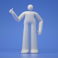 A 3D cartoon character standing and showing thumbs up, showing gesture cool, 3d rendering,conceptual image, isolated on white background.