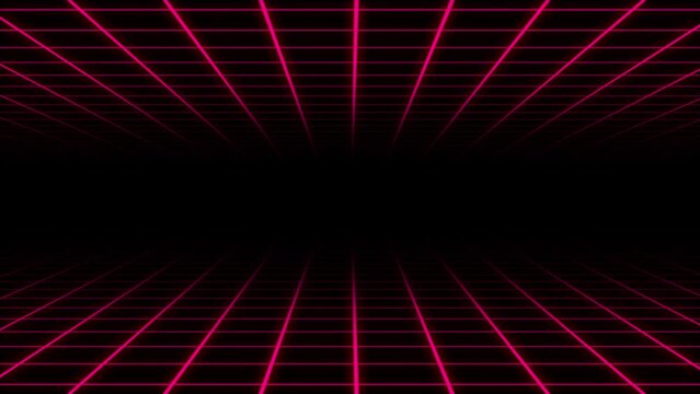 Retro Futurism Sci-Fi Background. glowing neon grid.and stars from vintage arcade computer games