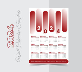 Single page modern wall calendar 2024 design template, happy new year 2024 calendar design, One Page Wall Calendar Design, A4 Size vector