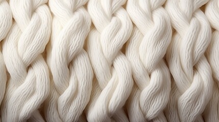 Close-up view of white braided yarn texture
