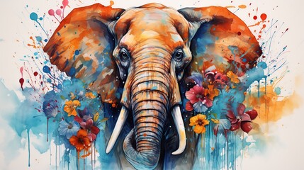 Charming elephant in a delightful artistic watercolor style majestic animal. Generative AI