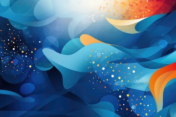 Abstract background with blue waves and bokeh for Australia Day.  - obrazy, fototapety, plakaty