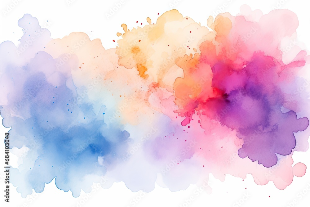 Poster rainbow blobs watercolor pattern on white background. abstract grunge texture. generative ai