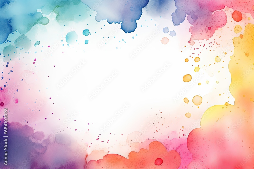 Poster rainbow blobs watercolor pattern on white background. abstract grunge texture. generative ai
