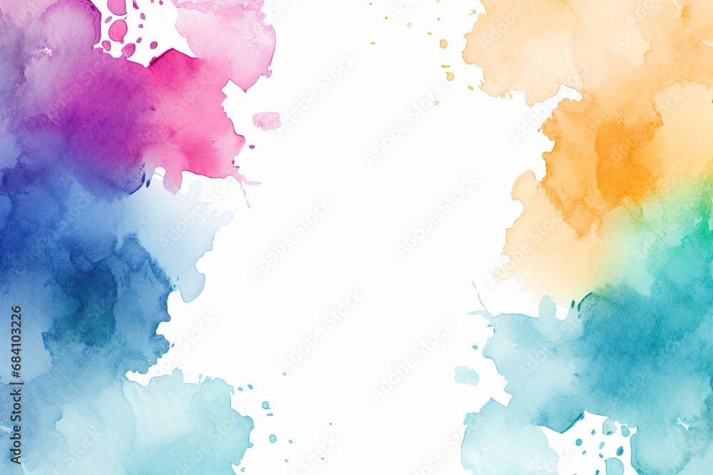 Poster rainbow blobs watercolor pattern on white background. abstract grunge texture. generative ai