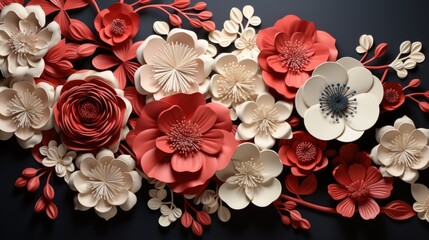 Exquisite Paper Crafted Flowers Celebrating Chinese Spring Festival