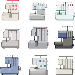 overlock set cartoon. thread sewing, textile fashion, sew needle overlock sign. isolated symbol vector illustration